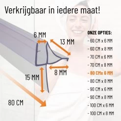Simple Fix Lekstrip - Douchestrip - Waterkering - 80CM Lang - 6MM Glasdikte - Lekdorpel -Grohe Winkel 1200x1200 480