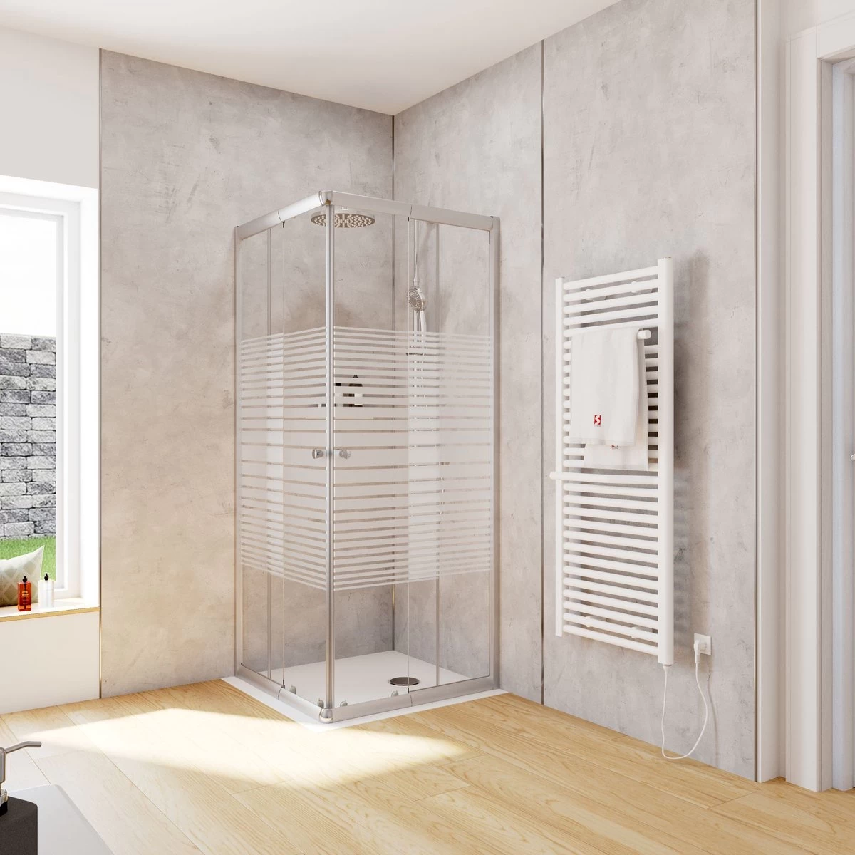 Schulte Douchecabine - Sunny Hoekinstap Met Schuifdeuren - Groot Verstelbereik 73,5 Tot Max. 88,5 Cm Hoogte 180 Cm - Zilverkleur Profiel- Veiligheidsglas Met Een Streepdecor - Montage Op Douchebak Of Direct Op De Douchevloer. 10 Schulte Douchecabine - Sunny Hoekinstap Met Schuifdeuren - Groot Verstelbereik 73,5 Tot Max. 88,5 Cm Hoogte 180 Cm - Zilverkleur Profiel- Veiligheidsglas Met Een Streepdecor - Montage Op Douchebak Of Direct Op De Douchevloer. - Image 10