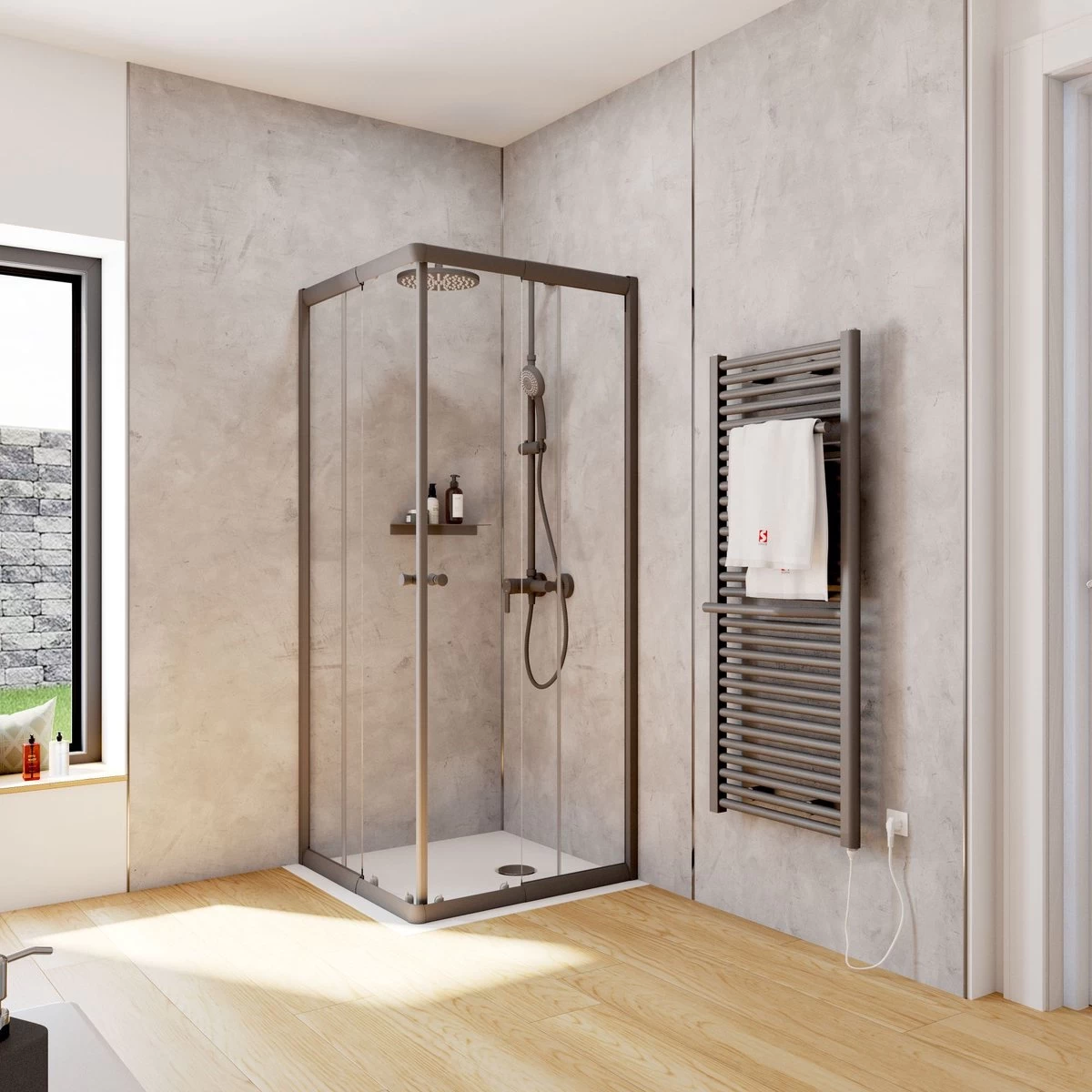 Schulte Douchecabine - Sunny Hoekinstap Met Schuifdeuren - Groot Verstelbereik 73,5 Tot Max. 88,5 Cm - Hoogte 180 Cm - Zwarte Profiel Met Helder Veiligheidsglas - Montage Op Douchebak Of Direct Op De Douchevloer 2 Schulte Douchecabine - Sunny Hoekinstap Met Schuifdeuren - Groot Verstelbereik 73,5 Tot Max. 88,5 Cm - Hoogte 180 Cm - Zwarte Profiel Met Helder Veiligheidsglas - Montage Op Douchebak Of Direct Op De Douchevloer - Image 2