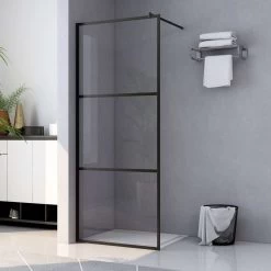 VidaXL Inloopdouchewand Transparant 90x195 Cm ESG-glas Zwart -Grohe Winkel 1200x1200 554