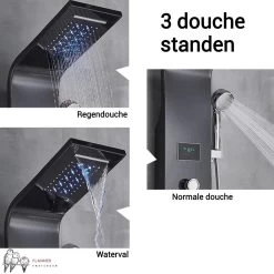 Douchepaneel Met Massage - Regendouche - Massage Jets - Waterval Douche - Met Thermostaatkraan En Handdouche - Zwart - Opbouw - Douchekop - Flanner® 10 Douchepaneel Met Massage - Regendouche - Massage Jets - Waterval Douche - Met Thermostaatkraan En Handdouche - Zwart - Opbouw - Douchekop - Flanner® -Grohe Winkel 1200x1200 599