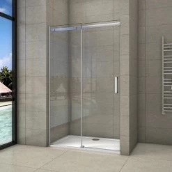 Grohe Winkel 42 100X195cm Douchedeur Schuifdeur , 6mm Helder Antikalk NANO Veiligheidsglas, Hoogwaardige Aluminium Profielen, Chroom, 195cm Hoogte