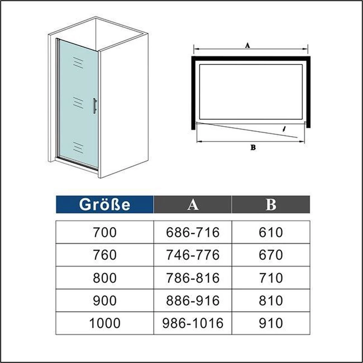 Nis Douchedeur 90x185cm, Enkelvouwdige Draaideur, 6mm Helder Nano Veiligheidsglas 2 Nis Douchedeur 90x185cm, Enkelvouwdige Draaideur, 6mm Helder Nano Veiligheidsglas - Afbeelding 2