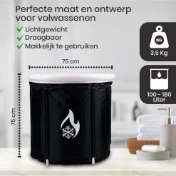 Opvouwbaar Zitbad Voor Volwassenen - Bath Bucket - Ijsbad - Inklapbaar Bad - Zwart - Opblaasbad - Inclusief Voetpomp - Inclusief Ingebouwd Zitkussen -Grohe Winkel 1200x1200 627
