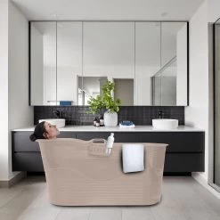 LIFEBATH - Zitbad Mira - Bath Bucket XL - 400L - Ligbad 122 Cm - Costa Rica Sand -Grohe Winkel 1200x1200 659