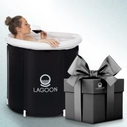 Lagoon® Opblaasbaar Zitbad Voor Volwassenen Bathbucket - Met Relaxing Giftset - Wim Hof Methode - Opvouwbaar & Inklapbaar Spa Bad - Bath Bucket - IJsbad - Opblaasbad - Dompelbad