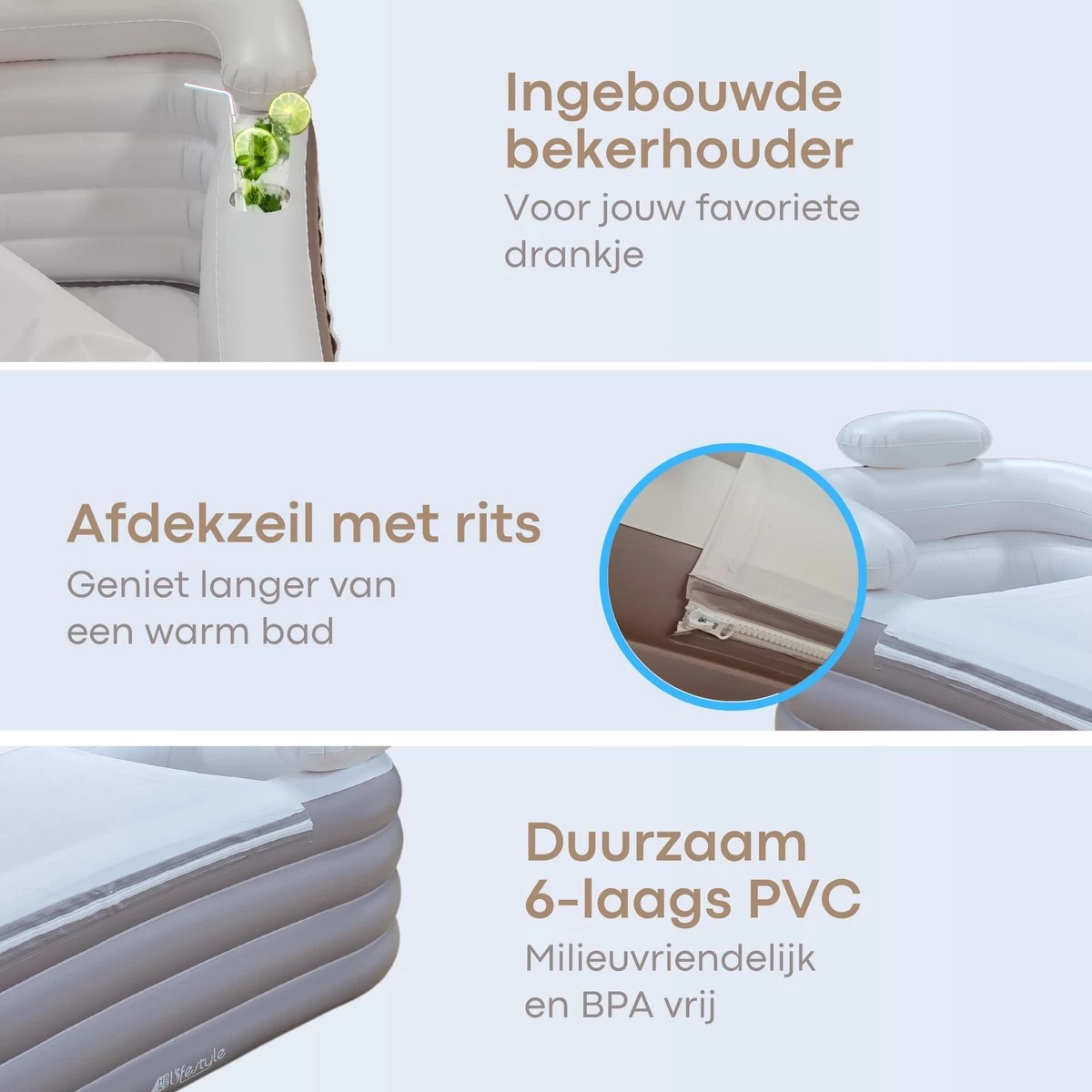 HBKS Lifestyle Bad – Opblaasbaar Ligbad – Bath Bucket – Zitbad Voor Volwassenen - Ijsbad Wim Hof Methode - Badkuip – Ice Bath – Rosegold 2 HBKS Lifestyle Bad – Opblaasbaar Ligbad – Bath Bucket – Zitbad Voor Volwassenen - Ijsbad Wim Hof Methode - Badkuip – Ice Bath – Rosegold - Image 2