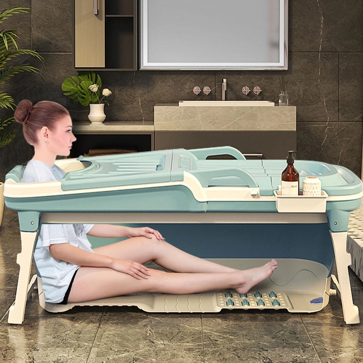 Foresta Volwassenen Zitbad XXL 150CM - Plastic Badkuip - Lime 8 Foresta Volwassenen Zitbad XXL 150CM - Plastic Badkuip - Lime - Image 8