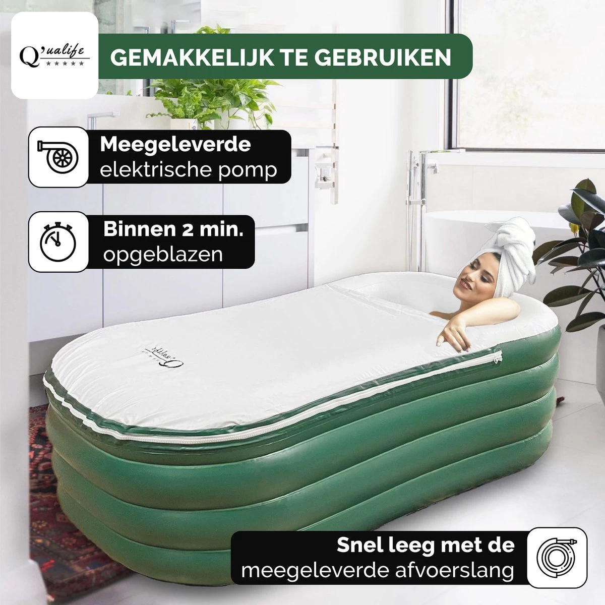 Q’ualife® Opblaasbaar Bad – Ligbad – Zitbad – Opblaasbaar Ligbad – Bad – Badkuip Volwassenen 2 Q’ualife® Opblaasbaar Bad – Ligbad – Zitbad – Opblaasbaar Ligbad – Bad – Badkuip Volwassenen - Image 2