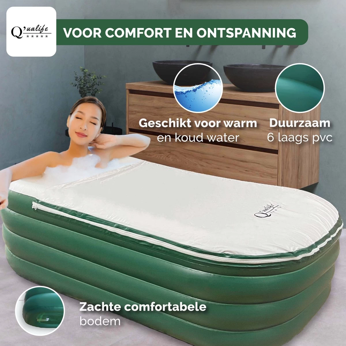 Q’ualife® Opblaasbaar Bad – Ligbad – Zitbad – Opblaasbaar Ligbad – Bad – Badkuip Volwassenen 6 Q’ualife® Opblaasbaar Bad – Ligbad – Zitbad – Opblaasbaar Ligbad – Bad – Badkuip Volwassenen - Image 6