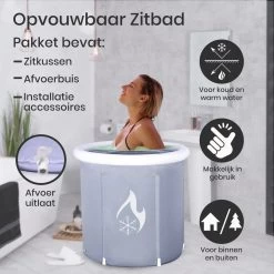 Zitbad Voor Volwassenen - Bath Bucket - Ijsbad - Ice Bath - Inklapbaar Bad - Wim Hof Methode - Opblaasbaarbad - Inclusief Voetpomp - Inclusief Ingebouwd Zitkussen - Grijs -Grohe Winkel 1200x1200 750