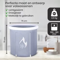 Zitbad Voor Volwassenen - Bath Bucket - Ijsbad - Ice Bath - Inklapbaar Bad - Wim Hof Methode - Opblaasbaarbad - Inclusief Voetpomp - Inclusief Ingebouwd Zitkussen - Grijs -Grohe Winkel 1200x1200 751