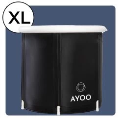 AYOO® Zitbad - Opblaasbaar Bad - Opvouwbaar Bad - IJsbad - Badkuip - Zitbad Voor Volwassenen - Bathtub - Zitbaden - Bath Bucket - Wim Hof Methode - Inclusief Voetpomp - Zwart