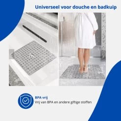 Douchemat - Antislipmat - Douchemat Antislip - Badmat - Badmat Antislip - Grijs - Antislipmat Douche - 53cm X 53cm - BPA Vrij - Antibacterieel - Antislip - Wasbaar- EJC Products -Grohe Winkel 1200x1200 820