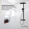 Viidako Kimii Doucheset Opbouw Compleet – Mat Zwart – Vierkant 30 Cm X 30 Cm - Sedal Binnenwerk -Thermostaatkraan – Zeer Goede Kwaliteit – RVS En Messing – Design