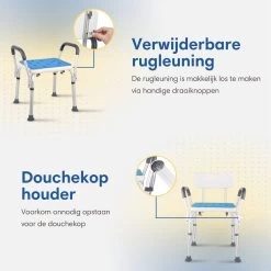 Safe Age® Douchestoel Met Afneembare Rugleuning En Armleuning – Anti Slip - Verstelbare Hoogte - Douchekruk -Grohe Winkel 1200x1200 850