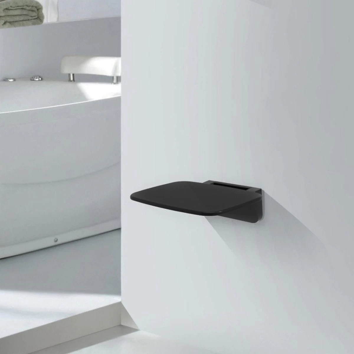 Wiesbaden Serva Douchestoel Wandmontage Opklapbaar - Zwart 9 Wiesbaden Serva Douchestoel Wandmontage Opklapbaar - Zwart - Image 9