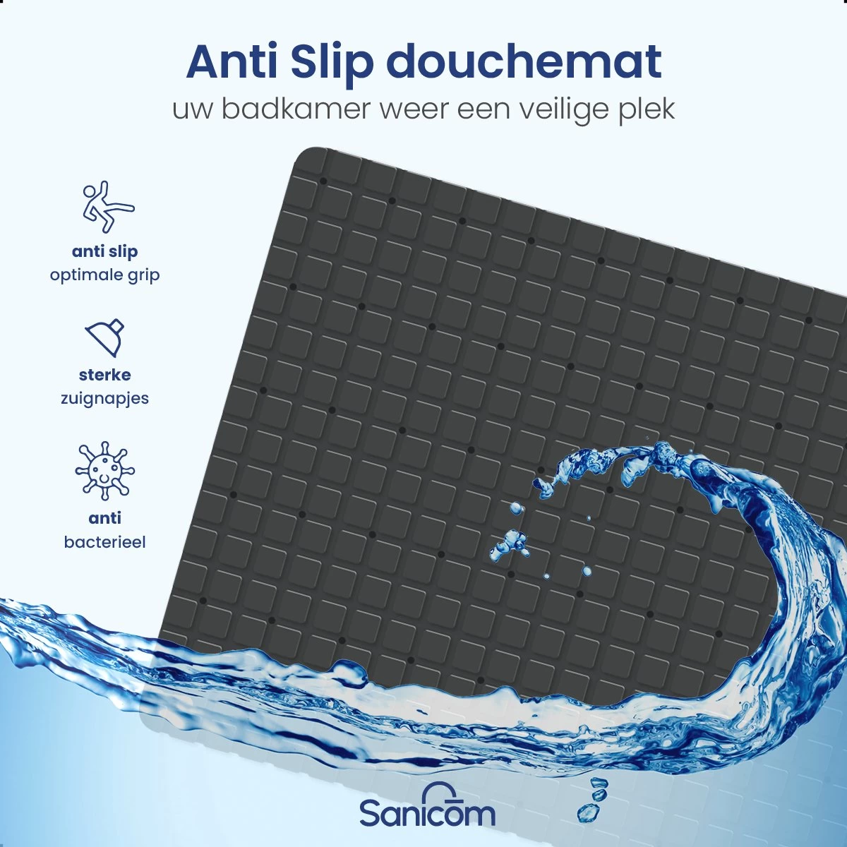 Merkloos Douchemat - Badmat Antislip - Antislipmat Douche - Antislipmat Bad - Schimmelbestendig - Met Zuignappen - Wasbaar - Zwart 4 Merkloos Douchemat - Badmat Antislip - Antislipmat Douche - Antislipmat Bad - Schimmelbestendig - Met Zuignappen - Wasbaar - Zwart - Image 4