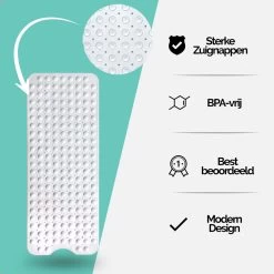 The Original - Badmat Antislip - Wit - 100x40cm - Antislipmat Douchemat Voor Bad & Douche - Anti Slip Mat Met Zuignappen -Grohe Winkel 1200x1200 894
