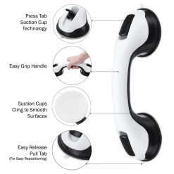 Merkloos 2x Anti Slip Zuig Handvat - Zuignap Handgreep Badkamer/Toilet - Badkamer Veiligheidsgreep - Handgreep Met Zuignappen - Badgreep - Krachtig En Verplaatsbaar - Trekvermogen Tot 50KG - 30cm -Grohe Winkel 1200x1200 898