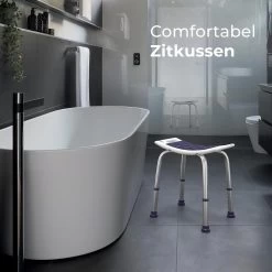 Sanicraft® Douchekruk - In Hoogte Verstelbaar - Douchekrukje - Roestvrij - 150kg Draagkracht - Comfortabel Zitkussen - Inclusief Douchekophouder, Handgrepen, Anti Slip Poten -Grohe Winkel 1200x1200 917