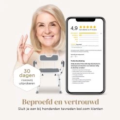 BY JRM Douchestoel En Douchekruk Met Afneembare Rugleuning En Armleuning – 30 Dagen Uitproberen - Anti Slip – Verstelbare Hoogte - Douchekrukje - Grijs -Grohe Winkel 1200x1200 943