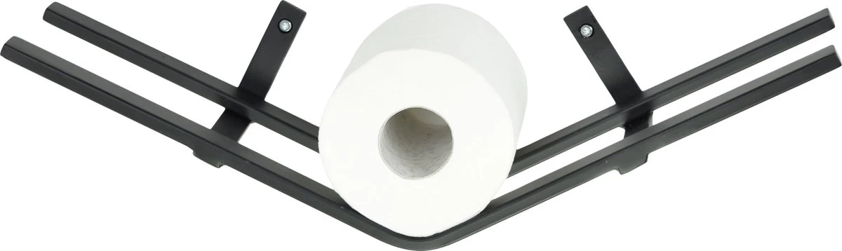 LOFT42 Jef Reserverolhouder - Zwart Metaal - 51x10x13 2 LOFT42 Jef Reserverolhouder - Zwart Metaal - 51x10x13 - Image 2