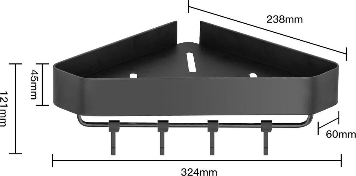 Cgoods Doucherek 2 Laags - Doucherek Zonder Boren - Doucherekje - Douchemandje - Badkamerrek - Badkamer Accessoires - Zwart 2 Cgoods Doucherek 2 Laags - Doucherek Zonder Boren - Doucherekje - Douchemandje - Badkamerrek - Badkamer Accessoires - Zwart - Image 2
