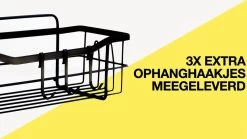 STRICX Doucherek 2 Laags Zwart - Zelfklevend Doucherek Inclusief 3 Ophanghaakjes - Doucherek Voor Badkamer / Keuken - Doucherek Met Plakstrip - Keukenrek Met Plakstrip - Badrek Douche - Kruidenrek Specerijen - Badkamerrek Douchemandje -Grohe Winkel 1200x675 48