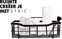 STRICX Doucherek 2 Laags Zwart - Zelfklevend Doucherek Inclusief 3 Ophanghaakjes - Doucherek Voor Badkamer / Keuken - Doucherek Met Plakstrip - Keukenrek Met Plakstrip - Badrek Douche - Kruidenrek Specerijen - Badkamerrek Douchemandje -Grohe Winkel 1200x751 1