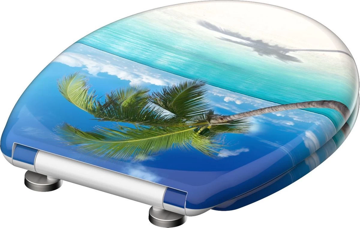 SCHÜTTE WC-Bril 82363 CARRIBEAN - Duroplast - Soft Close - Afklikbaar - RVS-Scharnieren - Decor - 3-zijdige Print 3 SCHÜTTE WC-Bril 82363 CARRIBEAN - Duroplast - Soft Close - Afklikbaar - RVS-Scharnieren - Decor - 3-zijdige Print - Image 3