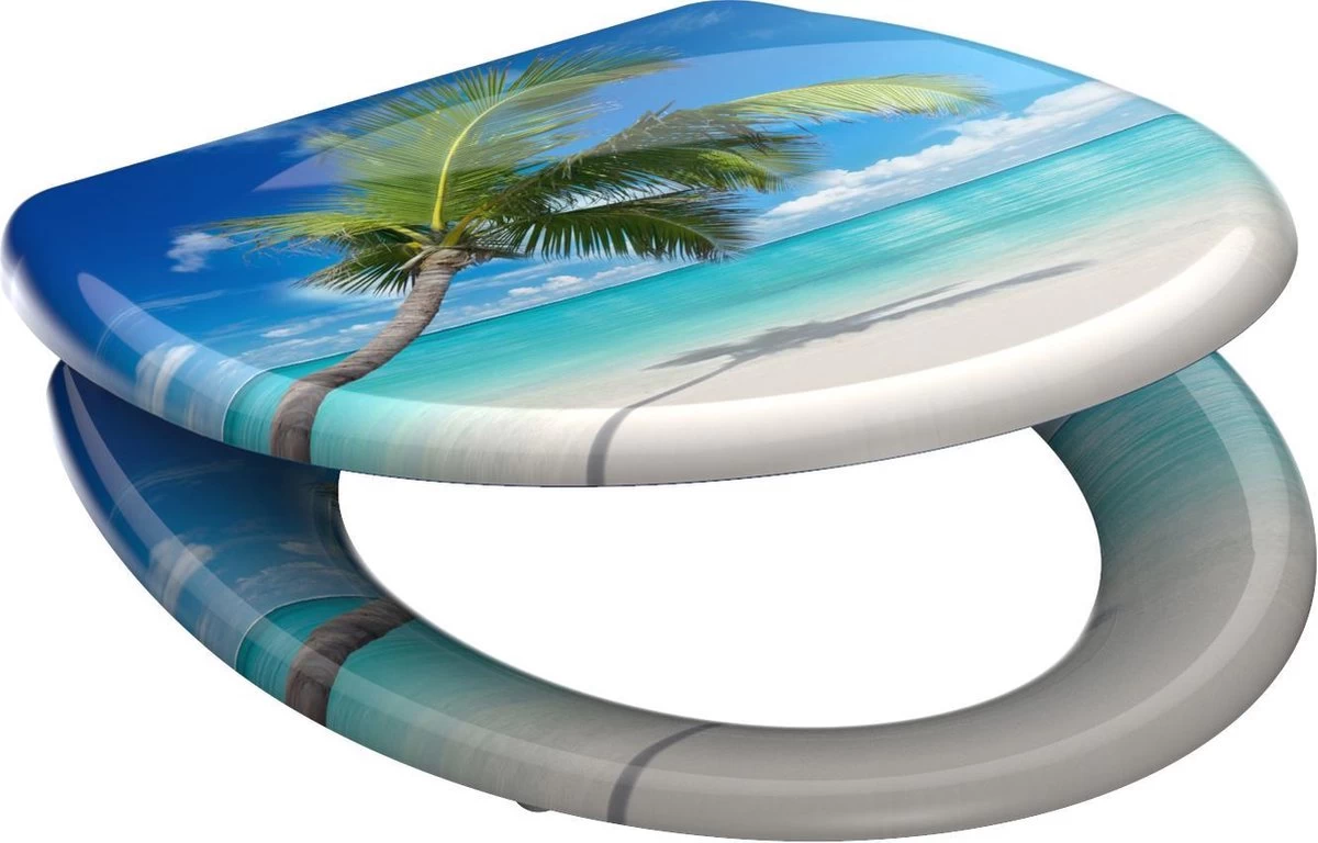 SCHÜTTE WC-Bril 82363 CARRIBEAN - Duroplast - Soft Close - Afklikbaar - RVS-Scharnieren - Decor - 3-zijdige Print 6 SCHÜTTE WC-Bril 82363 CARRIBEAN - Duroplast - Soft Close - Afklikbaar - RVS-Scharnieren - Decor - 3-zijdige Print - Image 6