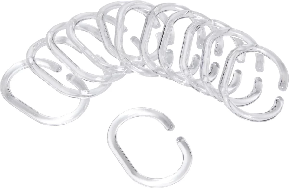 Differnz Douchegordijnringen - Transparant - Kunststof - 6 X 4 Cm - 12 Stuks 1 Differnz Douchegordijnringen - Transparant - Kunststof - 6 X 4 Cm - 12 Stuks
