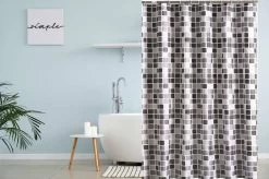 Su.B.dgn Douchegordijn 120x180 Anti Schimmel Polyester Badkamer Douchegordijn Wasbaar Met 12 Ringenl | Grijs Vierkant -Grohe Winkel 1200x799 4