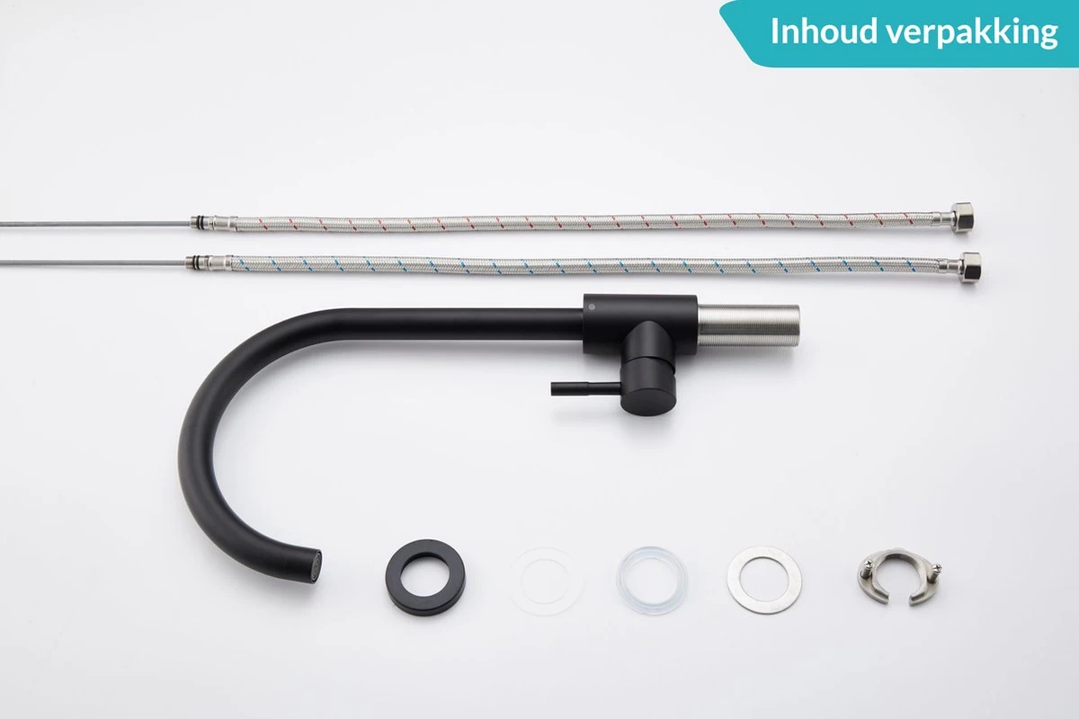 Keuken Kraan - Kraan Wastafelkraan - Kraan Zwart - Badkamerkraan - Inclusief Aansluitmateriaal 6 Keuken Kraan - Kraan Wastafelkraan - Kraan Zwart - Badkamerkraan - Inclusief Aansluitmateriaal - Image 6