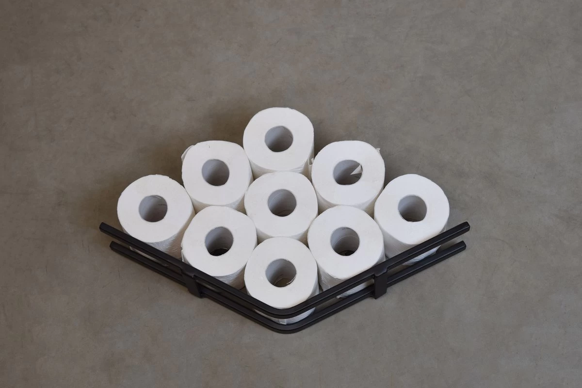 LOFT42 Jef Reserverolhouder - Zwart Metaal - 51x10x13 1 LOFT42 Jef Reserverolhouder - Zwart Metaal - 51x10x13