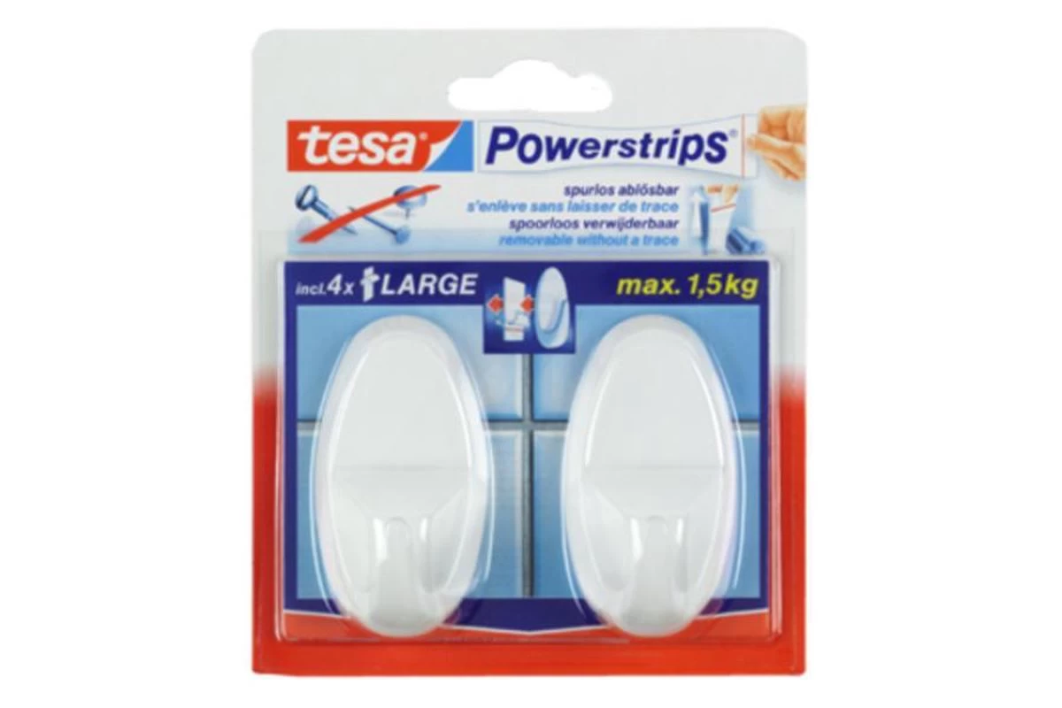 Tesa Powerstrips Haken Large - Wit - 2 Stuks 2 Tesa Powerstrips Haken Large - Wit - 2 Stuks - Image 2