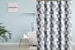 Su.B.dgn Douchegordijn 120x180 Anti Schimmel Polyester Badkamer Douchegordijn Wasbaar Met 12 Ringen | Grijs Driehoek -Grohe Winkel 1200x800 9