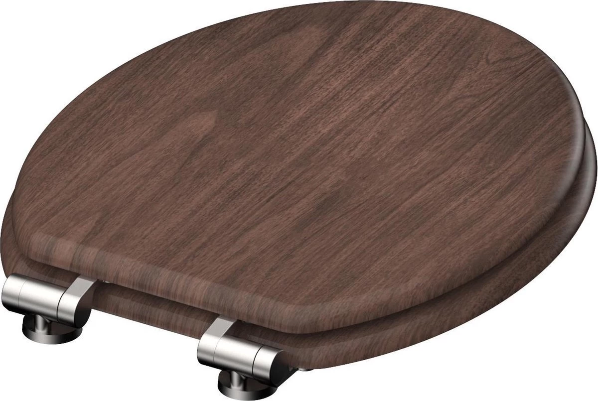 SCHÜTTE WC-Bril 80193 DARK WOOD - MDF-Hout - Soft Close - Verchroomde Scharnieren - Decor - 3-zijdige Print 6 SCHÜTTE WC-Bril 80193 DARK WOOD - MDF-Hout - Soft Close - Verchroomde Scharnieren - Decor - 3-zijdige Print - Image 6