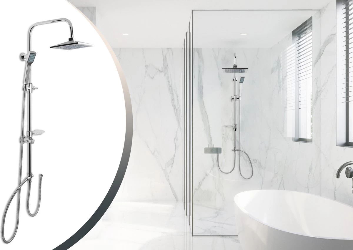 Lifa Bathing Zilveren Douchesysteem - Verstelbare Doucheset - RVS En ABS - Regendouche En Handdouche - Chroom - Incl. Bevestigingsmateriaal 5 Lifa Bathing Zilveren Douchesysteem - Verstelbare Doucheset - RVS En ABS - Regendouche En Handdouche - Chroom - Incl. Bevestigingsmateriaal - Image 5