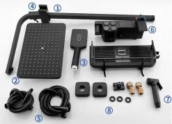 Merkloos Compleet Douchesysteem | ABS Doucheset | Mat Zwarte Hoofddouche En Handdouche | Vierkante Regendouche Voor Badkamer | Verstelbaar | Temperatuur Display | 360° Draaibaar -Grohe Winkel 1200x869