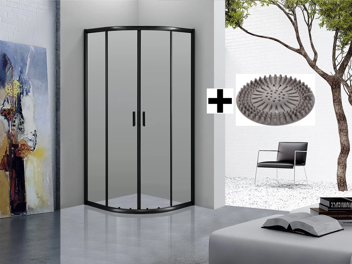 Merkloos Douchecabine Kwartrond 90x90x200 Cm 6 Mm Nano Anti Kalk Veiligheidsglas Met Zwart Aluminium Omlijsting 1 Merkloos Douchecabine Kwartrond 90x90x200 Cm 6 Mm Nano Anti Kalk Veiligheidsglas Met Zwart Aluminium Omlijsting