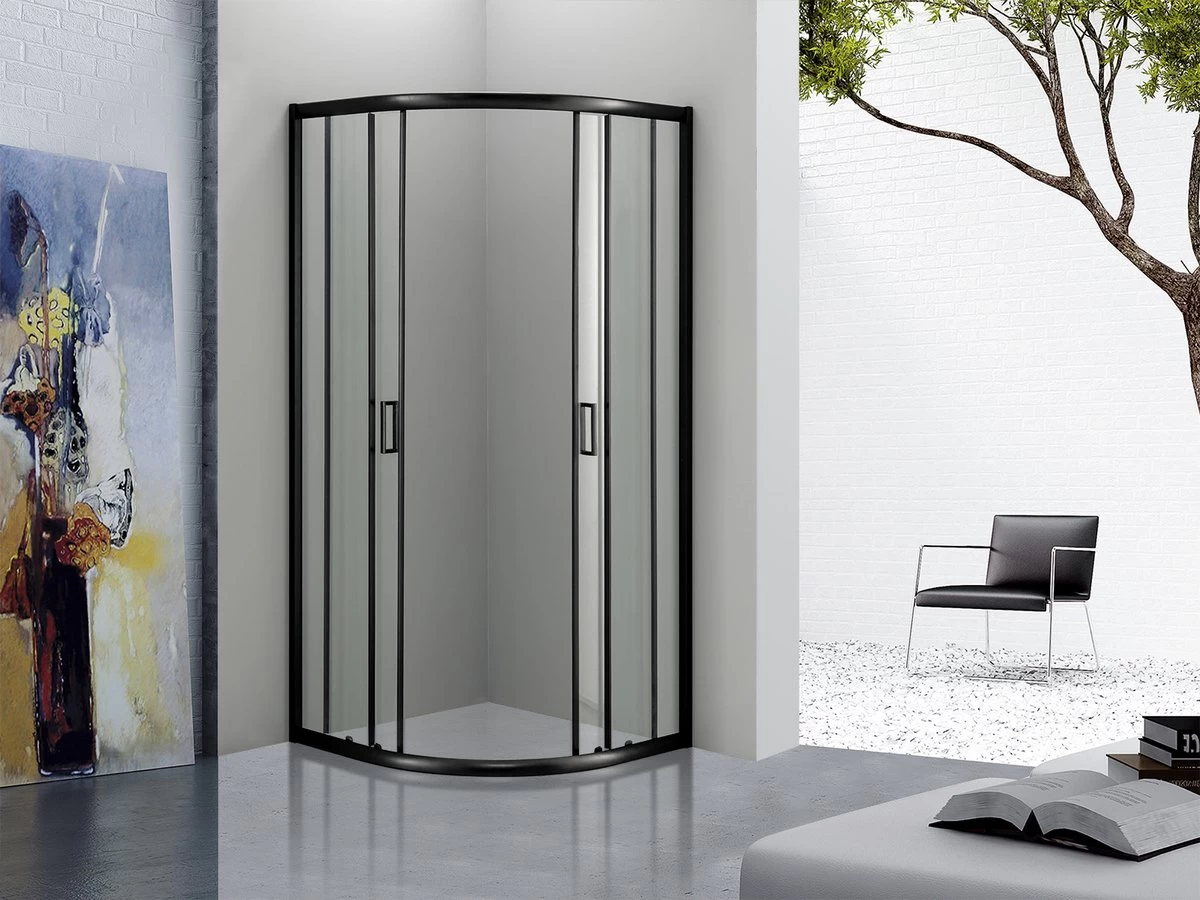 Merkloos Douchecabine Kwartrond 90x90x200 Cm 6 Mm Nano Anti Kalk Veiligheidsglas Met Zwart Aluminium Omlijsting 4 Merkloos Douchecabine Kwartrond 90x90x200 Cm 6 Mm Nano Anti Kalk Veiligheidsglas Met Zwart Aluminium Omlijsting - Image 4