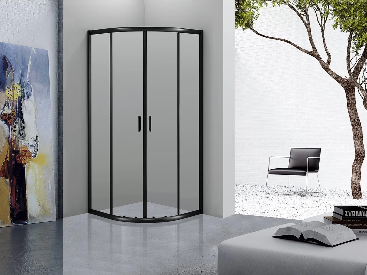 Merkloos Douchecabine Kwartrond 90x90x200 Cm 6 Mm Nano Anti Kalk Veiligheidsglas Met Zwart Aluminium Omlijsting 8 Merkloos Douchecabine Kwartrond 90x90x200 Cm 6 Mm Nano Anti Kalk Veiligheidsglas Met Zwart Aluminium Omlijsting - Image 8