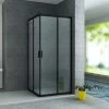 Douchecabine Lory Nano Mat Zwart Vierkant Hoekinstap Schuifdeur 90x90x195cm Helder Glas Chroom Profiel 6mm Veiligheidsglas