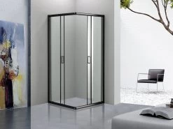 Merkloos Douchecabine Vierkant - 90x90x200cm 6 Mm - Nano Anti Kalk Veiligheidsglas - Zwart Aluminium Omlijsting -Grohe Winkel 1200x900 46