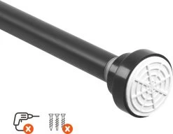 Qproducts Gordijnroede Zonder Boren - 65 Tot 100 Cm - Uitschuifbaar Douchegordijnstang - Uitschuifbare Klemstang - Metaal Zwart