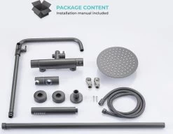 LOMAZOO Regendouche Met Thermostaatkraan - Douche Badkamer - Gun Metal / Antraciet [LYNN] -Grohe Winkel 1200x934 1