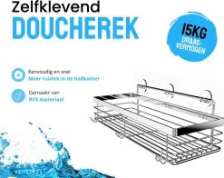 RVS Doucherek Zelfklevend Zonder Boren - Douchemand Hangend - 15KG Draagvermogen - Zilver/Chroom -Grohe Winkel 1200x952 2