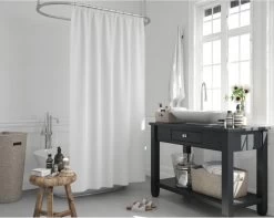 MLN Basics® Douchegordijn | Wit | 180x200 Cm | Inclusief Ringen | Anti-schimmel